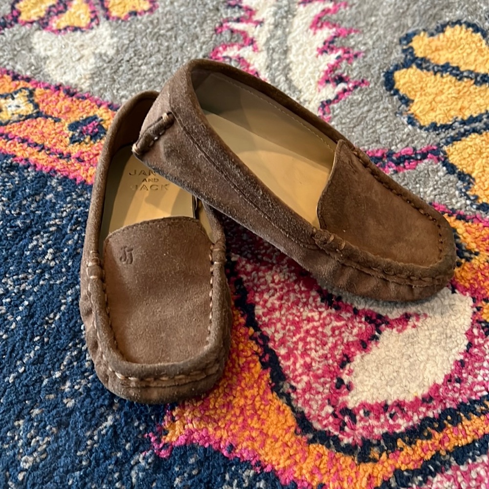 Janie and jack brown suede driver loafers toddler size 9
